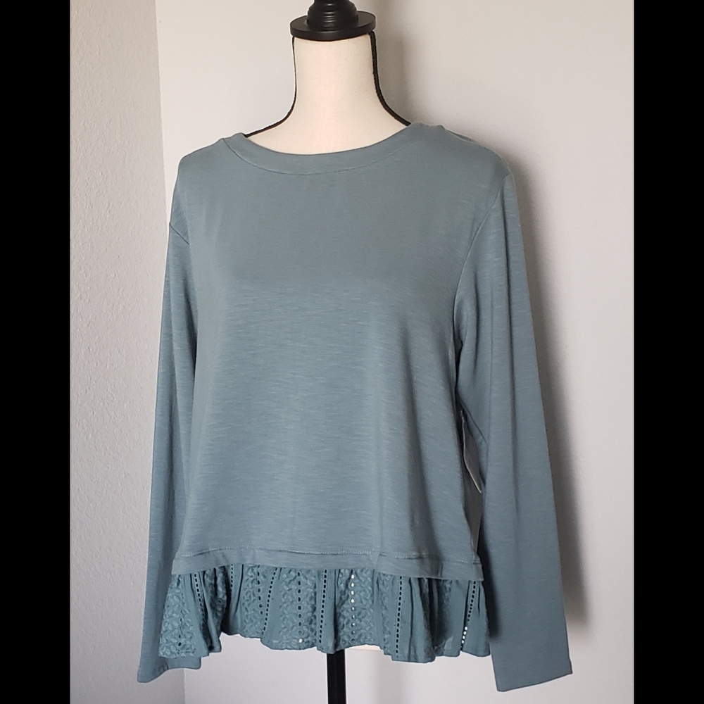 Altar'd State Sweater With Embroidered Flair Hem L